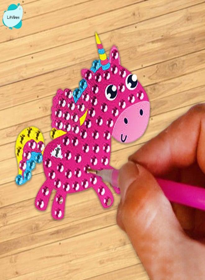 LitVibes DIY Diamond Painting 5D Stickers,Mosaic Diamond Stickers Art and Craft kit for Kids & Children - (Unicorn Designs) - Image 5